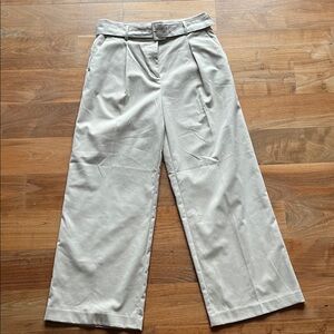 LOFT Light Beige Wide-Leg Dress Pants with Removable Matching Belt